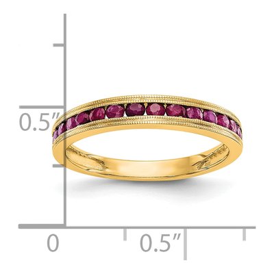 14K Yellow Gold Ruby Natural Channel Wedding Band – view 4