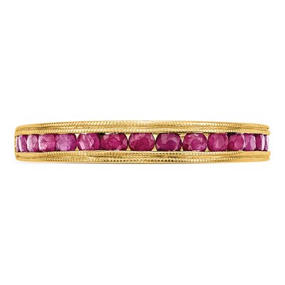 14K Yellow Gold Ruby Natural Channel Wedding Band – view 6