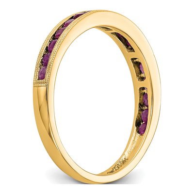 14K Yellow Gold Ruby Natural Channel Wedding Band – view 8