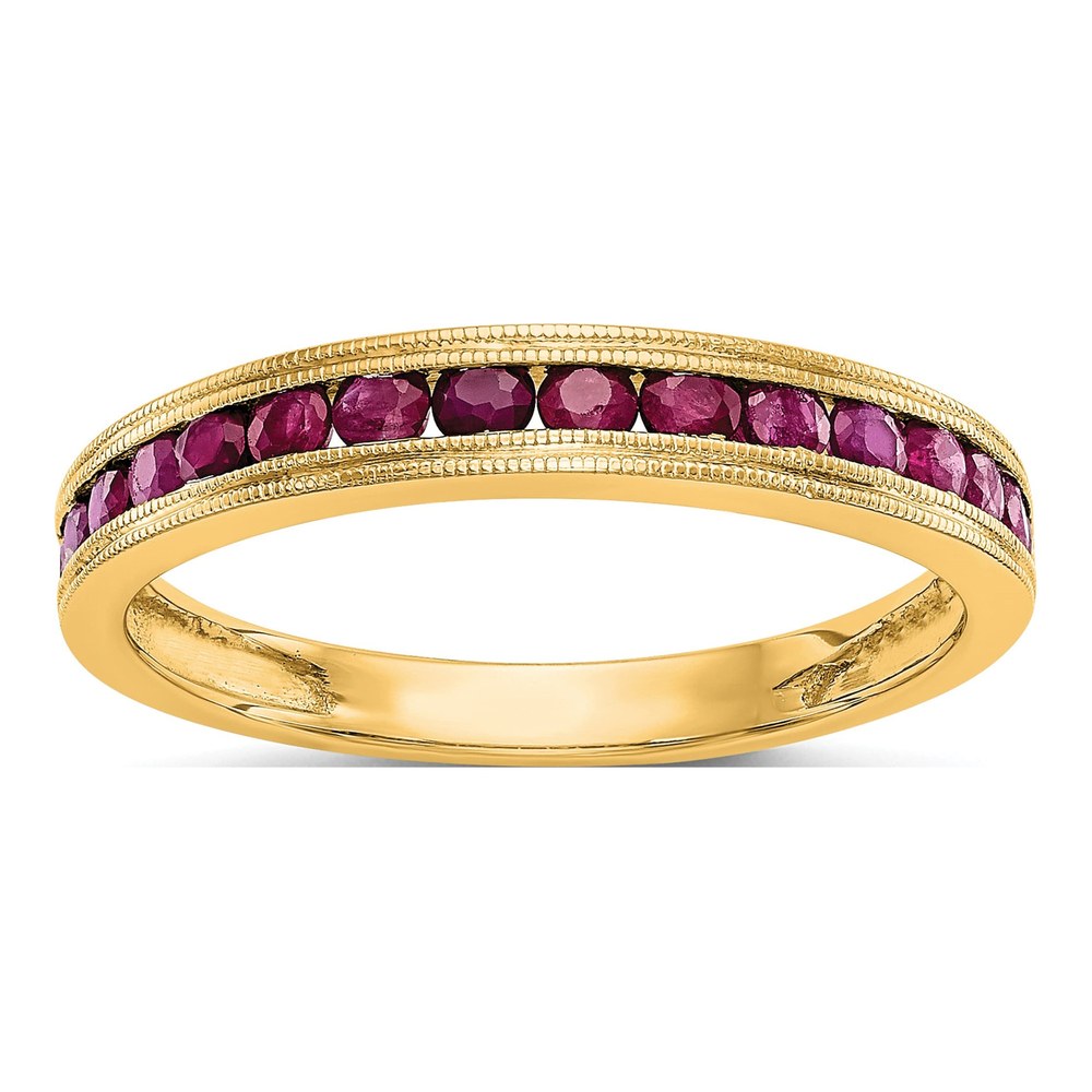 14K Yellow Gold Ruby Natural Channel Wedding Band