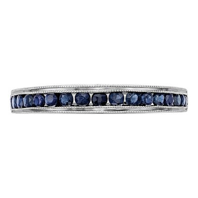 10K White Gold Sapphire Channel Wedding Band – view 4