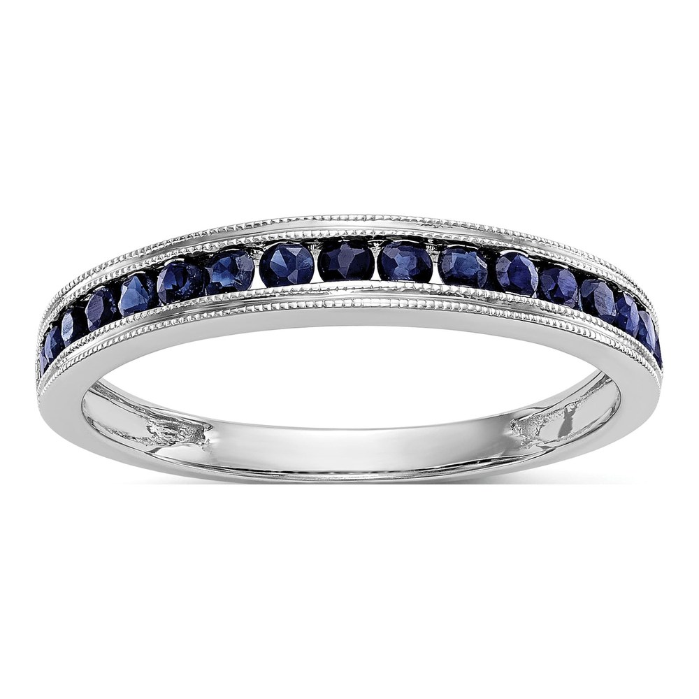 10K White Gold Blue Sapphire Channel Band Ring