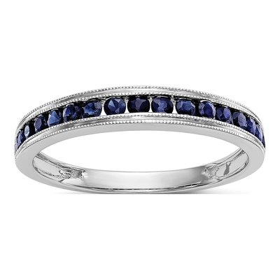 10K White Gold Sapphire Channel Wedding Band