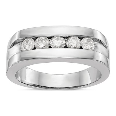 Men's 10K White Gold 3/4 ct tw Lab-Grown Diamond Wedding Band