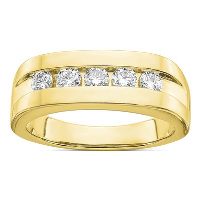 Men's 10K Yellow Gold 3/4 ct tw Lab-Grown Diamond Wedding Band