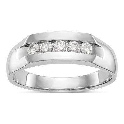 Men's 14K White Gold 1/3 ct tw Lab-Grown Diamond 5-Stone Ring