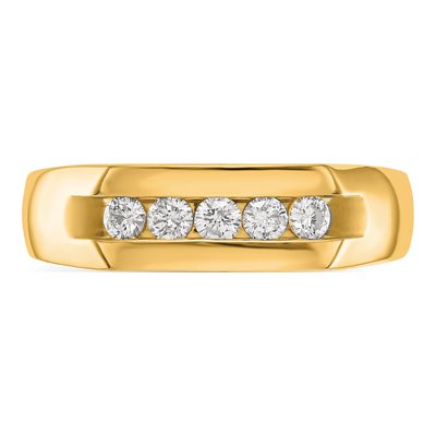 Men's 14K Yellow Gold 1/3 ct tw Lab-Grown Diamond 5-Stone Ring – view 5