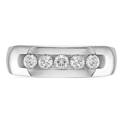 Men's 14K White Gold 1/2 ct tw Lab-Grown Diamond 5-Stone Channel Ring – view 4