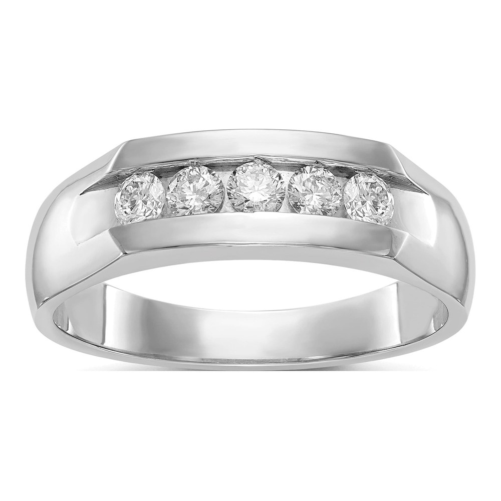 Men's 14K White Gold 1/2 ct tw Lab-Grown Diamond 5-Stone Channel Ring