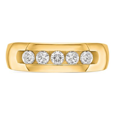 Men's 14K Yellow Gold 1/2 ct tw Lab-Grown Diamond 5-Stone Ring – view 5