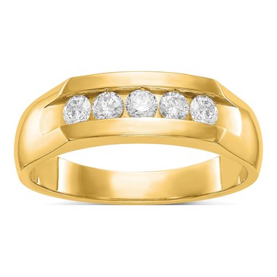 Men's 14K Yellow Gold 1/2 ct tw Lab-Grown Diamond 5-Stone Ring