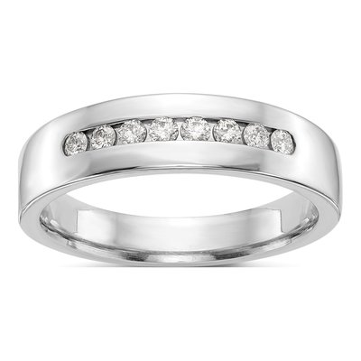 Men's 14K White Gold 1/3 ct tw Lab-Grown Diamond Channel Ring