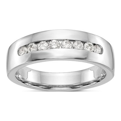 Men's 14K White Gold 1/2 ct tw Lab-Grown Diamond Channel Ring