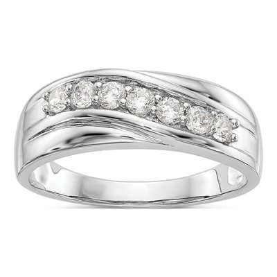Men's 14K White Gold 1/2 ct tw Lab-Grown Diamond Seven Ring