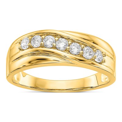 Men's 14K Yellow Gold 1/2 ct tw Lab-Grown Diamond Seven Ring