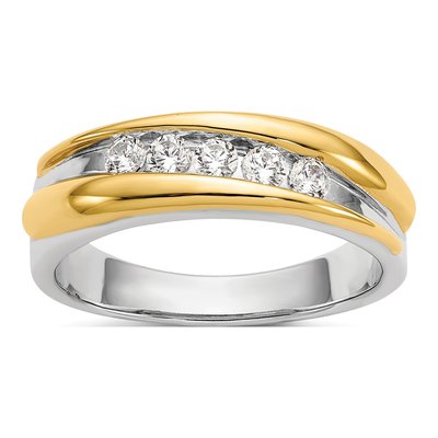 Men's 14K Two-Tone Gold 3/8 ct tw Lab-Grown Diamond Sz Ring