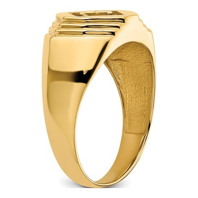 Men's 14K Yellow Gold Round Center) Ring Mounting – view 6