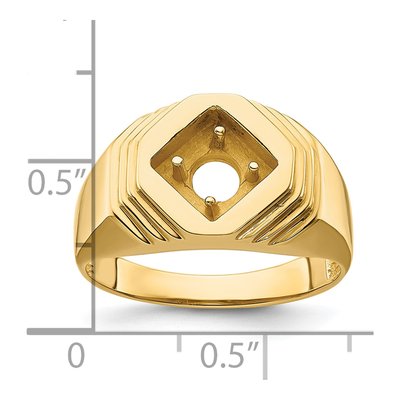 Men's 14K Yellow Gold Round Center) Ring Mounting – view 7