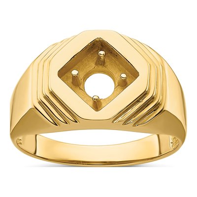 Men's 14K Yellow Gold Round Center) Ring Mounting