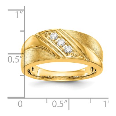 Men's 14K Yellow Gold 1/6 ct tw Lab-Grown Diamond Three Ring – view 3