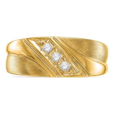 Men's 14K Yellow Gold 1/6 ct tw Lab-Grown Diamond Three Ring – view 5