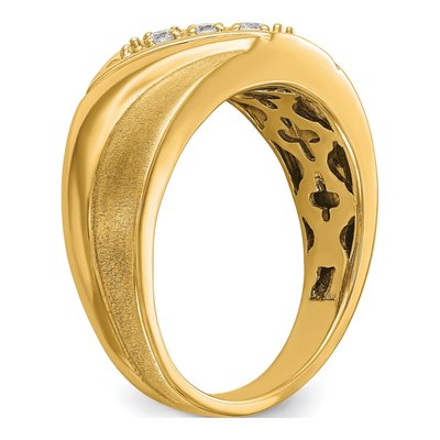 Men's 14K Yellow Gold 1/6 ct tw Lab-Grown Diamond Three Ring – view 7