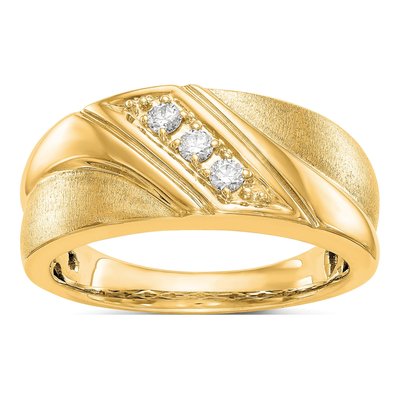 Men's 14K Yellow Gold 1/6 ct tw Lab-Grown Diamond Three Ring