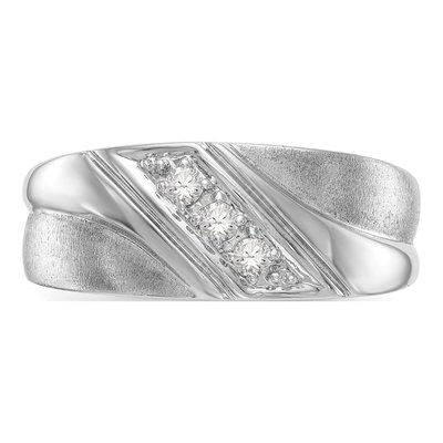 Men's 14K White Gold 1/6 ct tw Lab-Grown Diamond 3-Stone Ring – view 6