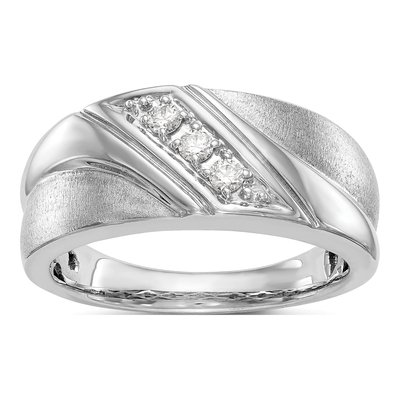 Men's 14K White Gold 1/6 ct tw Lab-Grown Diamond 3-Stone Ring