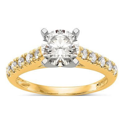 14K Yellow Gold Diamond Peg Engagement Bridal Set Mounting