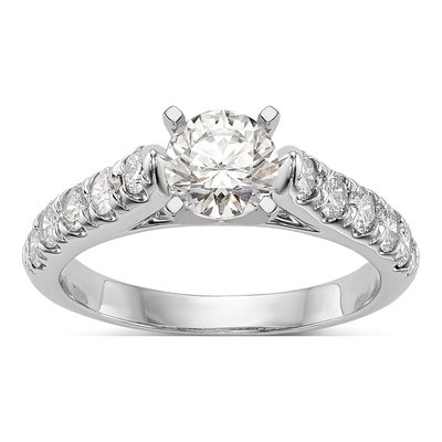 14K White Gold Diamond Peg Engagement Engagement Ring Semi-Mount