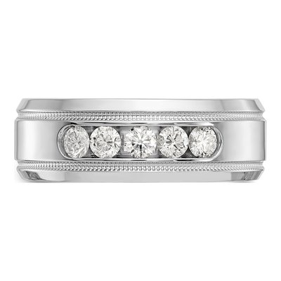 14K White Gold 1/2 ct tw Lab-Grown Diamond Bevel Miligrain Ring – view 5