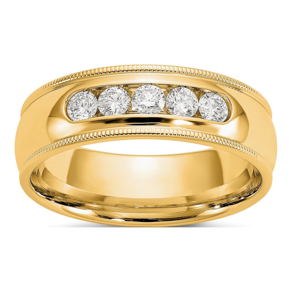 Men's 14K Yellow Gold 1/2 ct tw Lab-Grown Diamond Miligrain Ring