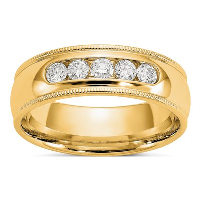 Men's 14K Yellow Gold 1/2 ct tw Lab-Grown Diamond Miligrain Ring
