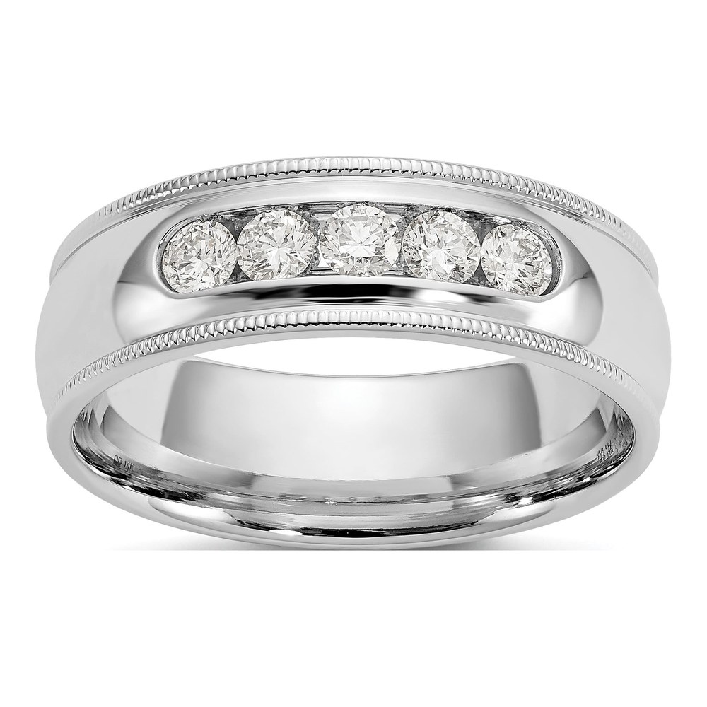 True Origin 14K White Gold Rhodium-Plated Men's 1/2 Carat Lab Grown Diamond Vs+ F+ Size 9 Complete Miligrain Band