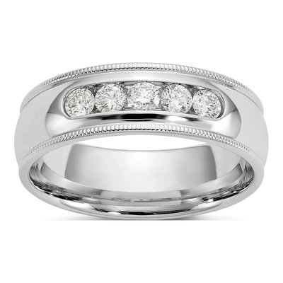 Men's 14K White Gold 1/2 ct tw Lab-Grown Diamond Miligrain Ring