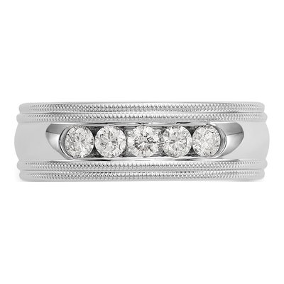 14K White Gold 1/2 ct tw Lab-Grown Diamond Double Miligrain Ring – view 5
