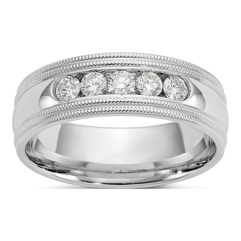 True Origin 14K White Gold Rhodium-Plated 1/2 Carat Lab Grown Diamond Vs+ F+ Size 9 Complete Double Miligrain Band