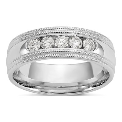 14K White Gold 1/2 ct tw Lab-Grown Diamond Double Miligrain Ring