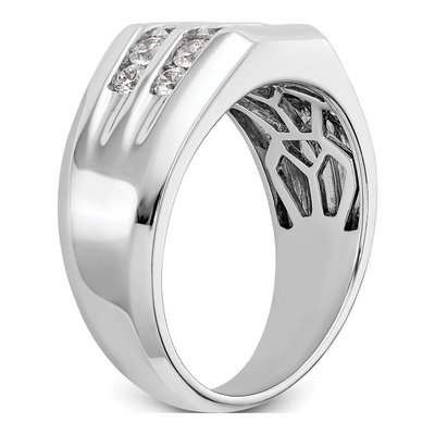 Men's 14K White Gold 1/2 ct tw Lab-Grown Diamond Double Channel Ring – view 7