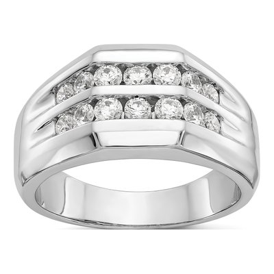 Men's 14K White Gold 1/2 ct tw Lab-Grown Diamond Double Channel Ring