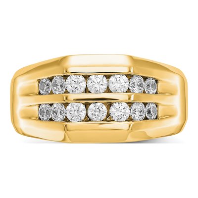 Men's 14K Yellow Gold 1/2 ct tw Lab-Grown Diamond Double Channel Ring – view 5