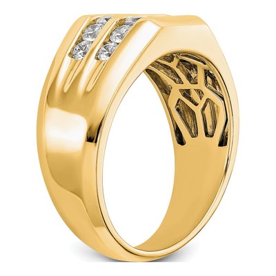 Men's 14K Yellow Gold 1/2 ct tw Lab-Grown Diamond Double Channel Ring – view 7