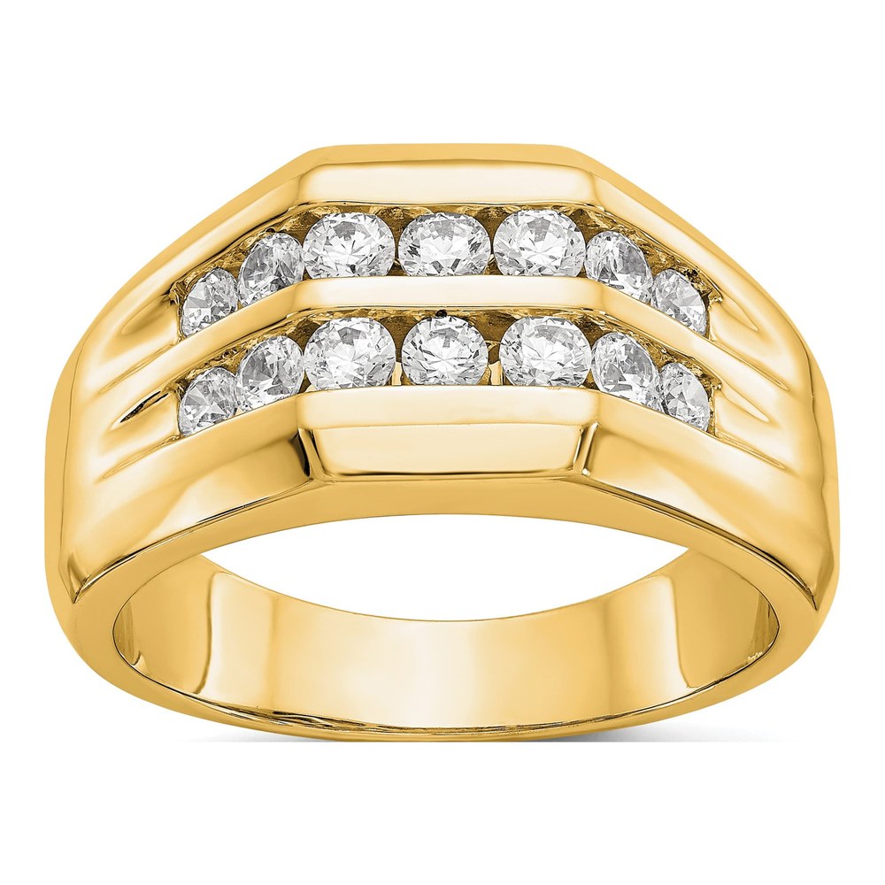 Men's 14K Yellow Gold 1/2 ct tw Lab-Grown Diamond Double Channel Ring