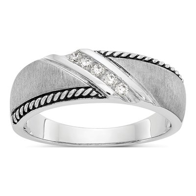 Men's 14K White Gold Antiqued Ring Mounting