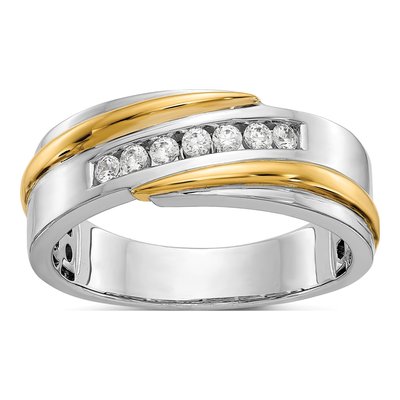 Men's 14K Two-Tone Gold Brush Pol Ring Mounting