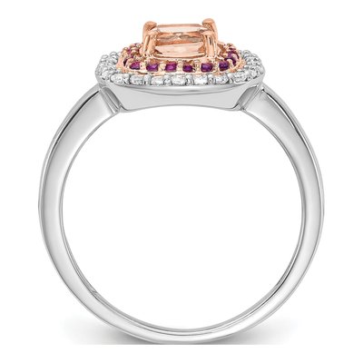 14K Two-Tone Gold 0.24 ct tw Morganite & Amethyst Cushion Shape Engagement Ring – view 2