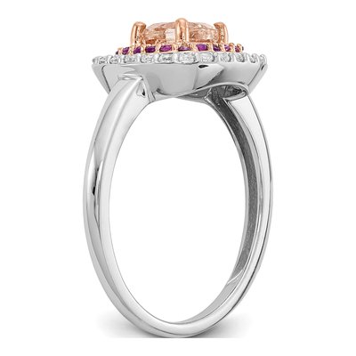 14K Two-Tone Gold 0.24 ct tw Morganite & Amethyst Cushion Shape Engagement Ring – view 6