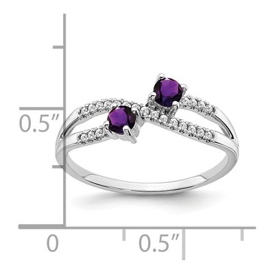 14K White Gold 1/10 ct tw Amethyst & Diamond Two-Stone Ring – view 2
