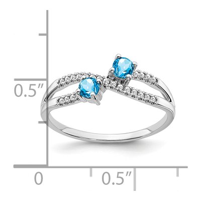 14K White Gold 1/10 ct tw Swiss Blue Topaz & Diamond 2-Stone Ring – view 2